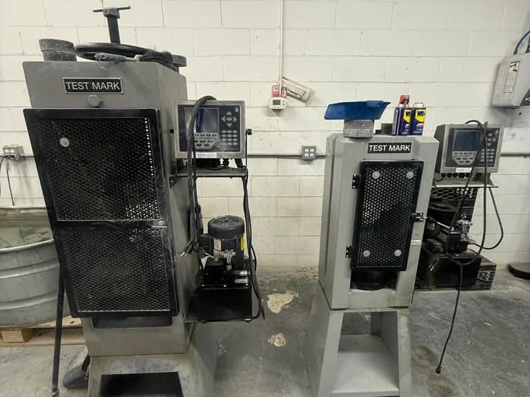 Compression testing machines in the Metric laboratory in Hicksville